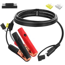 SCCKE 4.9FT 14AWG Battery Alligator Crocodile Clip to SAE Connector Extension Cable,12V SAE Quick Release Adapter to Alligator Clips Quick Disconnect Cable