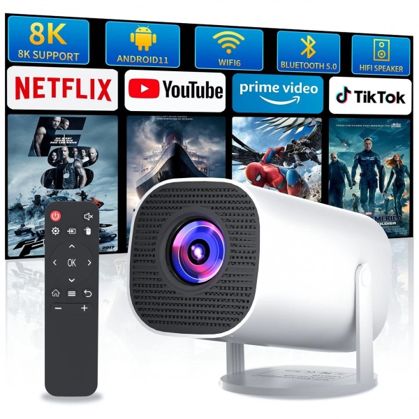 Sucetiho Mini Projector with WiFi and Bluetooth, Portable Outdoor Movie