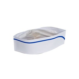 AmerCareRoyal Classy Cap, Crepe Paper, Adjustable, One Size Fits All, White/Blue Stripe, 100 Caps/Pack, 10 Packs/Carton