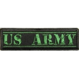 Embroidered Patch  U.S. ARMY Green Stamp 3.5" x 1" iron on patch Biker vest