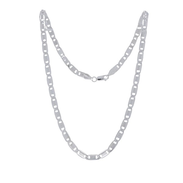Luxxos Curb Chain Flat Diamond-Coated 45 cm 925 Sterling Silver