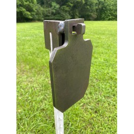 Generic Magnum Target 1pc Interlocking 9”x5 3/8"" AR500 IDPA/IPSC Steel Shooting Range Target w/T-Post Hook, Unpainted