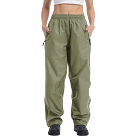 Ourcan Over Pants Rain Pants Women Waterproof Pants Lightweight Breathable Hiking Cycling Outdoor with Pocket Green