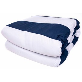 Legacy Decor 7pc. Microfiber Nautical Themed Comforter Set, Navy Blue and White Striped Full, Queen, and King Sizes (Cal King)