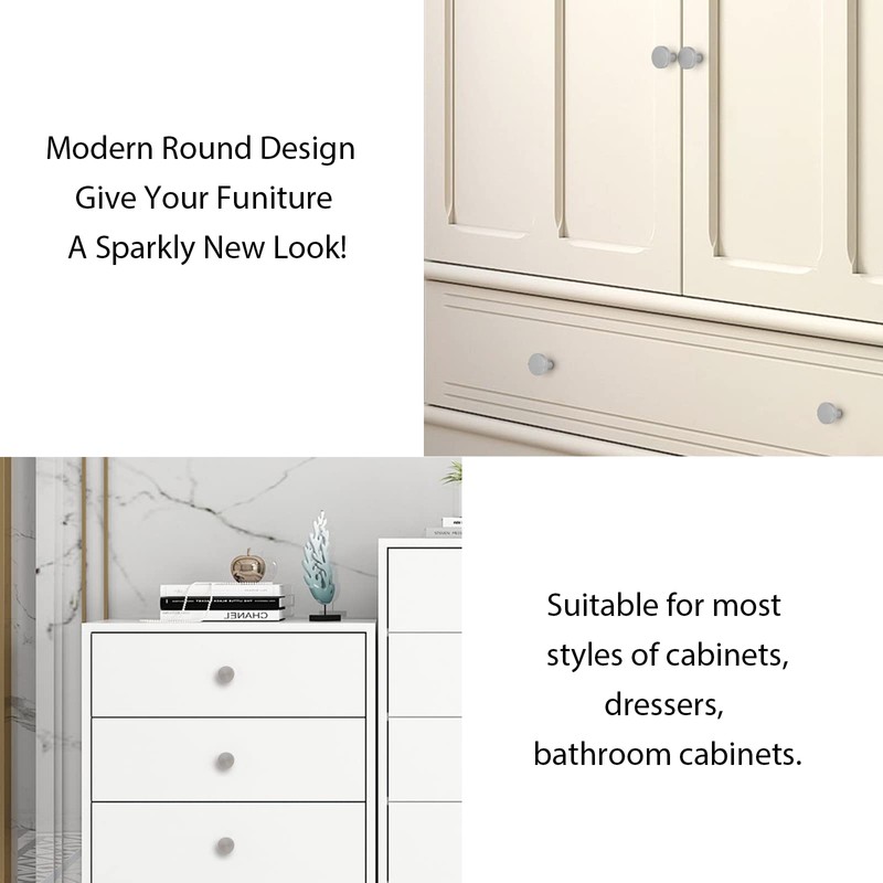 homdiy 10 Pack Brushed Nickel Drawer Knobs Round Kitchen Cabinet