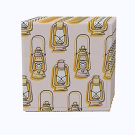 Fabric Textile Products, Inc. Napkin Set of 4, 100% Cotton, 20x20, Camping Lanterns