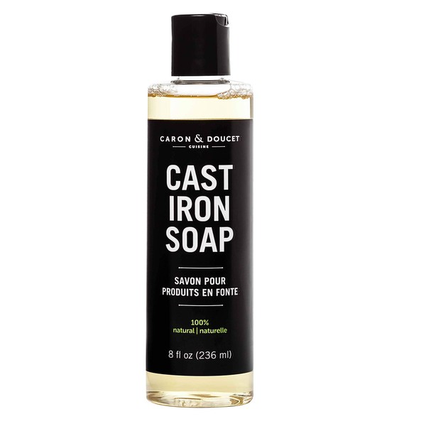 Caron & Doucet - Cast Iron Cleaning Soap | 100% Plant-Based Castile & Coconut Oil Soap | Best for Cleaning, Restoring, Removing Rust and Care Before Seasoning | For Skillets, Pans & Cast Iron Cookware… (8 oz)