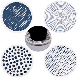 KYEYGWO Natural Diatomite Absorbent Coasters Set of 4, Round Drink Coasters with Cork Backing, Stone for Home Decoration