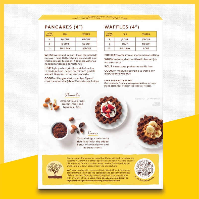 Simple Mills Cocoa Pancake and Waffle Mix, Just add Water,