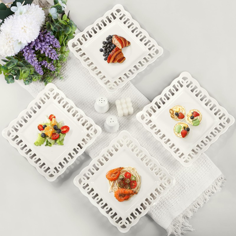 Ceramic Square Dinner Plates, 11 inch Square Serving Plate Set
