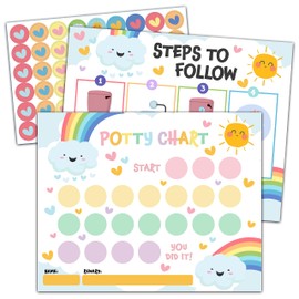 Rainbow Potty Trainning Sticker Chart for Toddlers Boys Girls, 10 Potty Training Chart with 216 Stickers & 1 Routine Card - A16