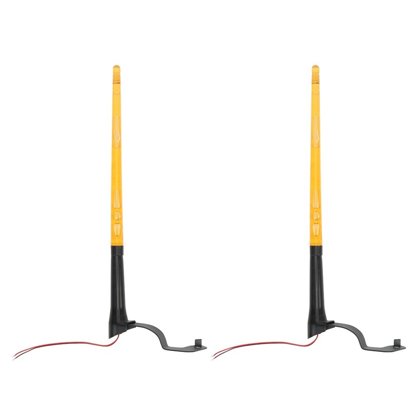 2 Pcs Whip Lights 340mm Long Amber Lighted Antenna Flagpole