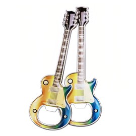 LanHong 2 Piece/Set Bottle Opener Beer Bottle Openers Guitar Shaped Bottle Opener Guitar Gift Kitchen Gadgets for Drinkers Music Guitar Lover (Yellow&Blue)