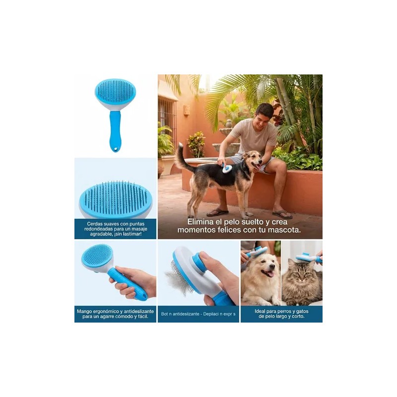 Cepillo Cardina Quita Pelos Perros Gatos Autolimpiable Suave