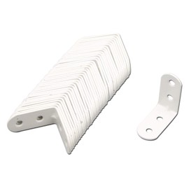 Quluxe 40 Pcs Heavy Duty L Shape Bracket, L Bracket Corner Brace, Metal Joint Right Angle Brackets Fastener with Screws- White (39 x 18mm)