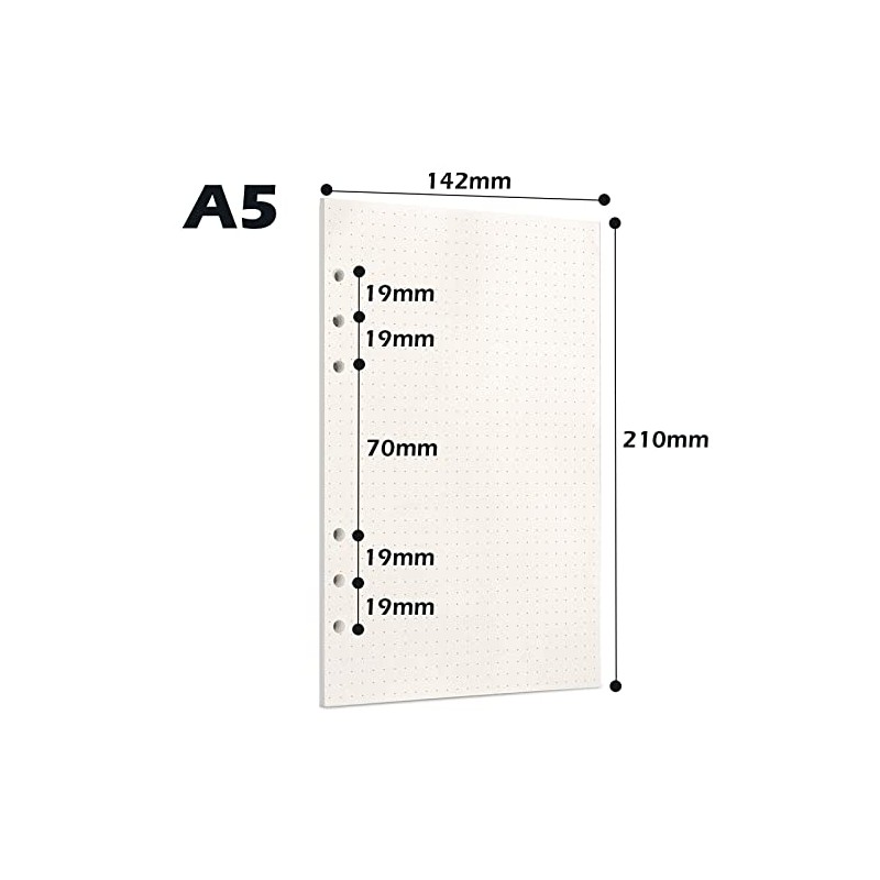 PALUDO 3 Pack A5 Dotted Refills Paper, 135 Sheets/270 Pages