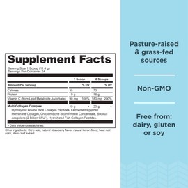 Ancient Nutrition Collagen Powder Protein, Multi Collagen Protein Powder, Strawberry Lemonade, 24 Servings, w/Vitamin C, Hydrolyzed Collagen Peptides for Skin, Nails, Gut Health and Joints, 9.65oz