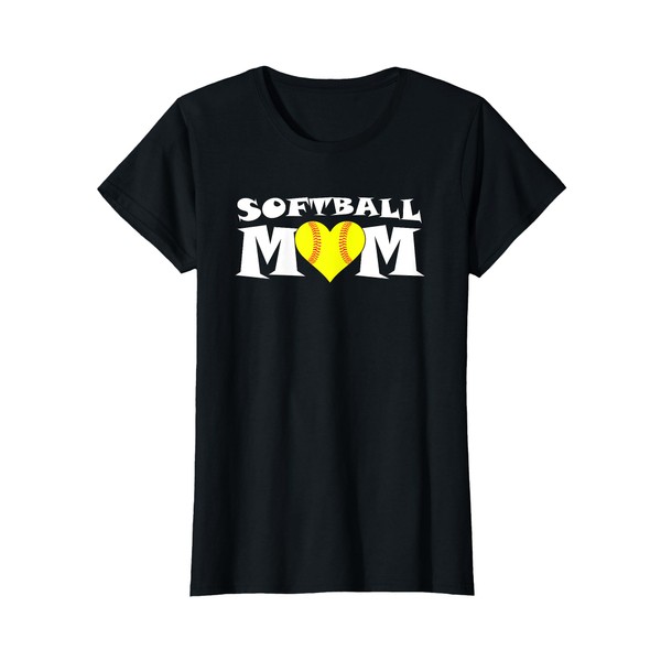 Fastpitch Softball Team Mom Cute Heart Shaped Softball T-Shirt