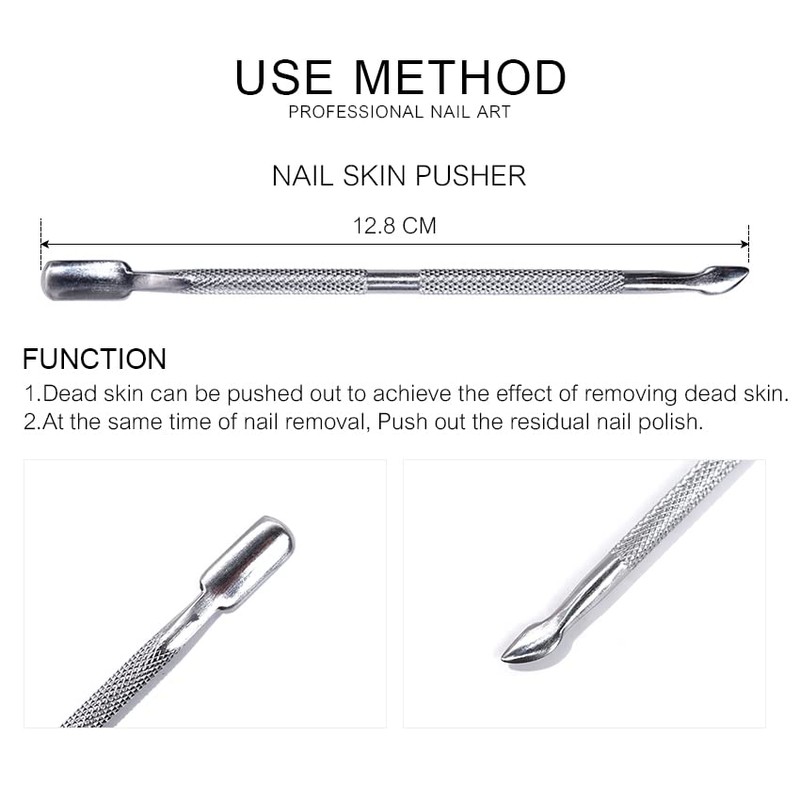 Rolabling Nail Cuticle Pusher and Spoon Cleaner Professional Stainless Steel