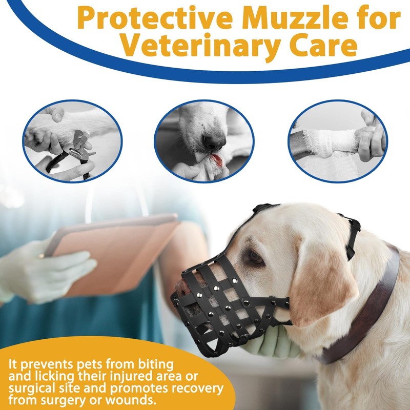 BARKLESS Dog Muzzle, Soft PVC Basket Muzzle for Medium Large