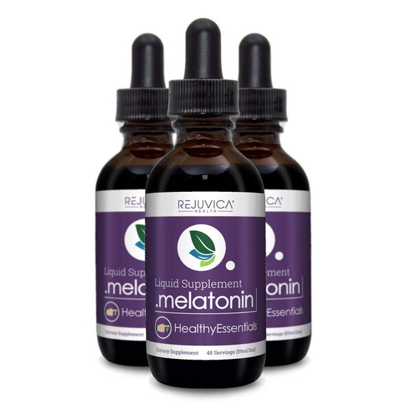 Essential Melatonin for Sleep Support - Convenient Liquid Formula Absorbs Fast & Tastes Great - 3 Pack