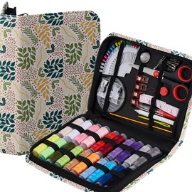 Farmhouse Printing Sewing Kit with 98PCS Sewing Supplies, Professional Adults Sewing Kit,PU Pattern Zipper Sewing Thread Kit, Travel Sewing Set for Emergency, Home