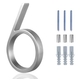 Home Numbers for Address, Zinc Alloy Modern Floating Numbers for Outside Garden Door Mailbox Decor,Visibility Signage,Silver(Number 6)