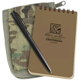 Rite in the Rain Weatherproof 3" x 5" Top Spiral Notebook Kit: MultiCam CORDURA Fabric Cover, 3" x 5" Tan Notebook, and Weatherproof Pen (No. 935M-KIT)