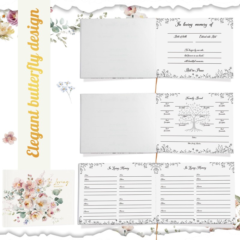 54 Pcs Funeral Guest Book for Memorial Service Celebration of