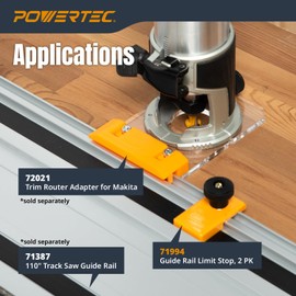 POWERTEC 71994 Track Saw Guide Rail Limit Stops (2 Pack) - Compatible with Festool, Makita, Milwaukee, Kreg and POWERTEC Guide Rails