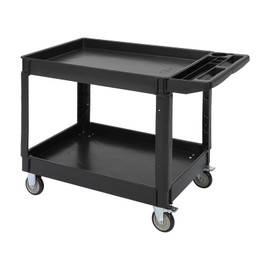 Service Cart 2-Shelf, Storage Handle, 500 lbs Capacity, for Warehouse/Garage/Cleaning/Manufacturing，45"X25" Black