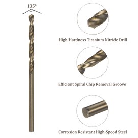 Kozelo 5PCS Twist Drill Bit - [2.8mm/0.11"] Titanium Nitride M2 High-Speed Steel Round Shank Jobber Bit Set Black Gold for Metal Wood Plastic Steel Use, 30mm / 1.18" Blade Length