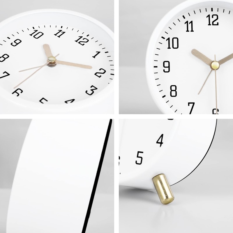 Lafocuse Classic Metal Alarm Clock Analogue No Ticking, Milky White