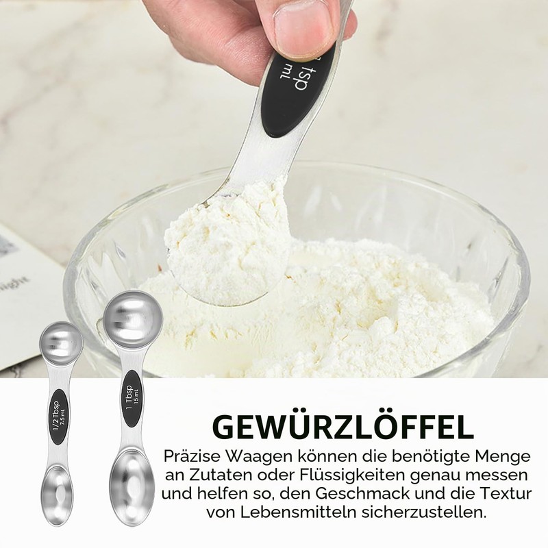 8-Piece Magnetic Double-Sided Measuring Spoon Set, with Scale and Spirit