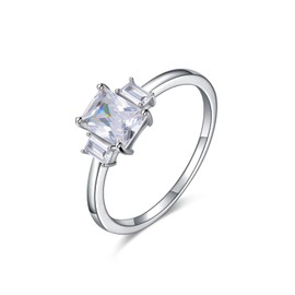 E 925 Sterling Silver Cubic Zirconia Wedding Bands Rings for Women Girls, Womens Engagement Eternity Promise Silver Rings for Her, Jewelry Gifts for Women Girls (P 1/2)