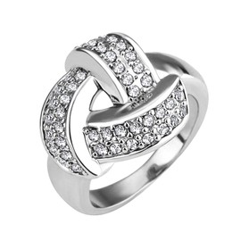 Yoursfs White CZ Love Knot Rings for Women Silve Large Crystal Size 7 Rings Trendy jewelry