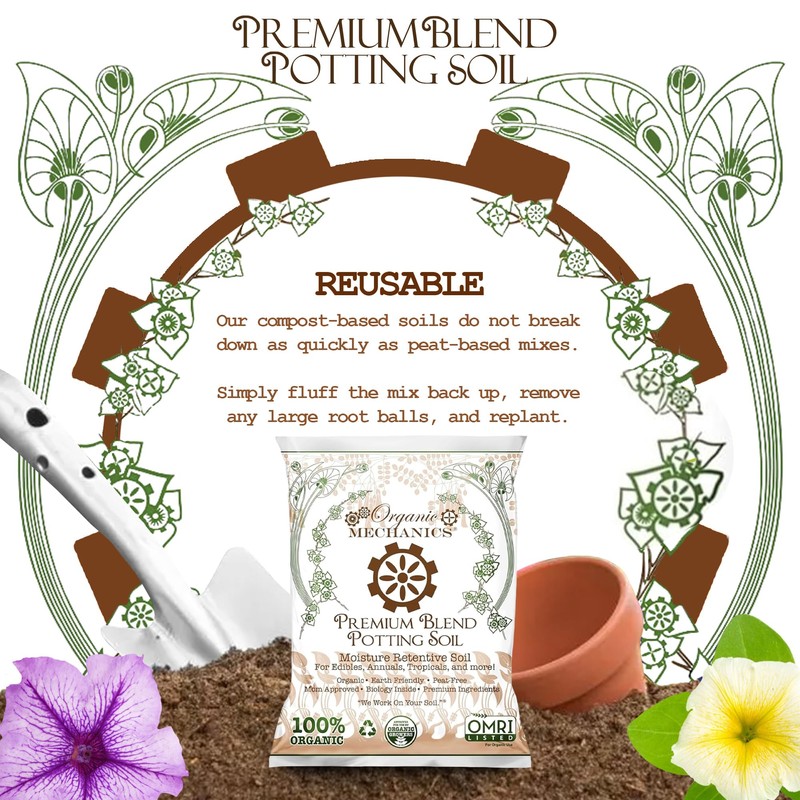 Organic Mechanics Premium Blend Potting Soil, 1 Cu Ft -