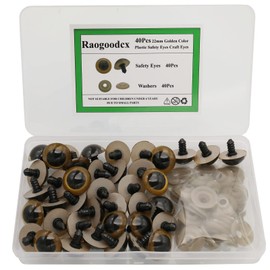 40Pcs 22mm Large Golden Color Plastic Safety Eyes Craft Safety Eyes DIY Eyes with Washers for Plush Animal Teddy Bear Doll Puppet Crafts