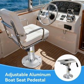 MXSAG 1-Pack 14-20 Inch Boat Seat Pedestal with 7" Slide Track, 360°Swivel Lockable Anodized Aluminum Marine Seat Base, Universal Heavy Duty Mount for Fishing Boat Captain Chairs