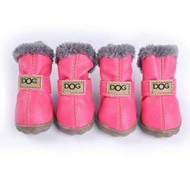 PIHAPPY Colorful Warm Winter Little Pet Dog Boots Skidproof Soft Snowman Anti-Slip Sole Paw Protectors Small Puppy Shoes 4PCS (XL, Pink)