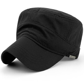 REDSHARKS womens Quick Dry Cadet Army Waterproof Military Flat Top Baseball Dad Sun Outdoor Sports Cap, Black, X-Large