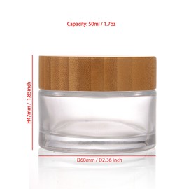 COSIDEA 6 Empty 50g Round Clear Jars with Bamboo Lids Bamboo Cream Jar Refillable Cosmetic Travel Container for Lip Balm Ointments Lotions