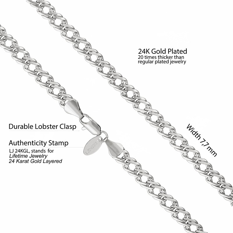 LIFETIME JEWELRY 7.7mm Venetian Chain Necklace for Women 24k Gold