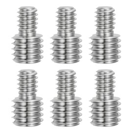 PATIKIL M6 to 3/8"-16UNC Double End Threaded Stud Screw Bolt, 6 Pack Carbon Steel Rod Bolts Thread Reducer Adapter for Camera Furniture Hardware, 16mm Long
