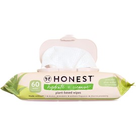The Honest Company Hydrate and Cleanse Naturally Scented Wipes, Cleansing Multi-Tasking, 99% Water, Plant Based, Hypoallergenic, Aloe Cucumber, 60 Count