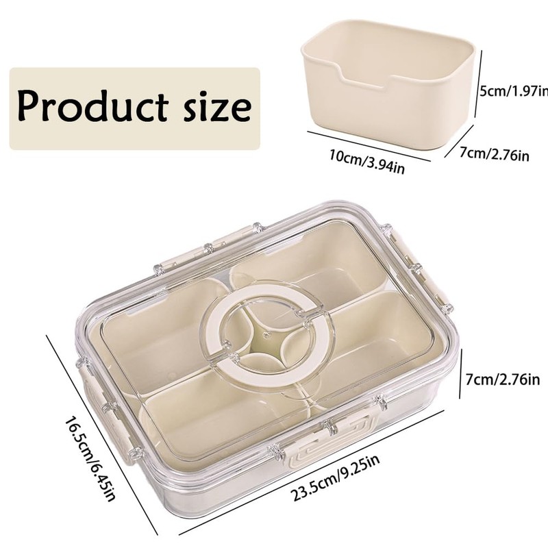 Small Snackle Box Container with Lid, 4 Compartment Travel Snack