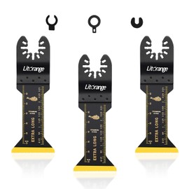 Litorange Titanium Oscillating Multi Tool Blades Extra-Long Saw Blades 3 Pack for Cutting Metal Nails Screws Wood and Plastic, Fit Dewalt Ryobi Milwaukee Rockwell Makita Bosch