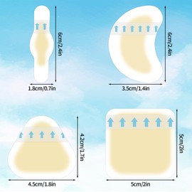 lasuroa 24 Pcs Gel Foot Bandages, Four Styles Gel Cushion Pads for Feet Waterproof Hydrocolloid Bandages for Foot Heel Toe Protect & Cushioning