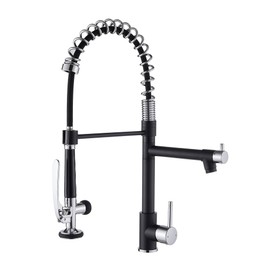 Fapully Kitchen Sink Faucet, Pull Down Kitchen Faucet, Black and Chrome Kitchen Faucets with Sprayer, Single Handle Single Hole Faucets for Kitchen Sinks