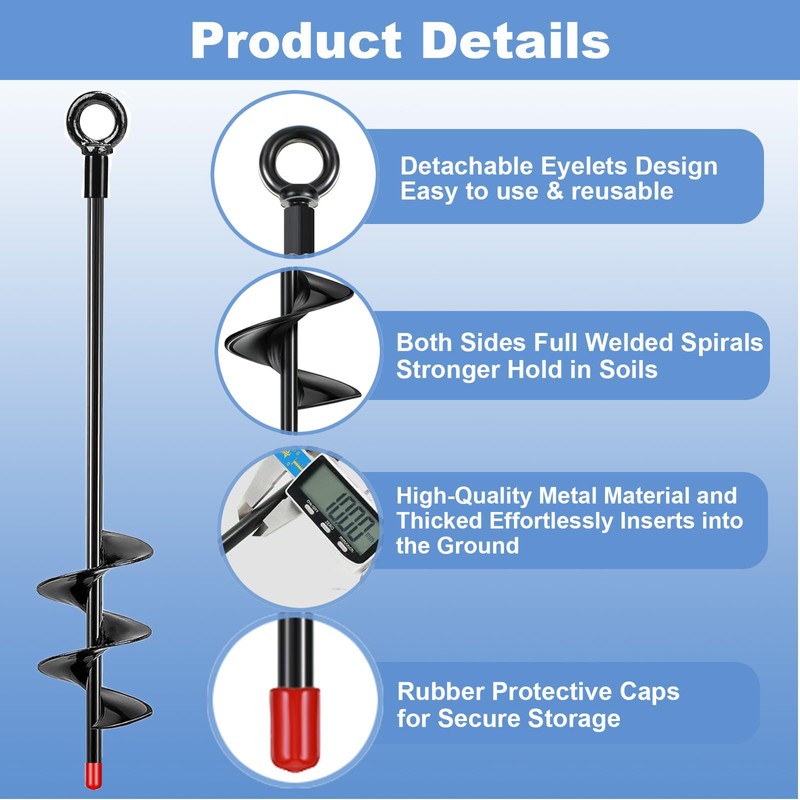 4 Pack 18" Ground Anchors Heavy Duty for High Winds,